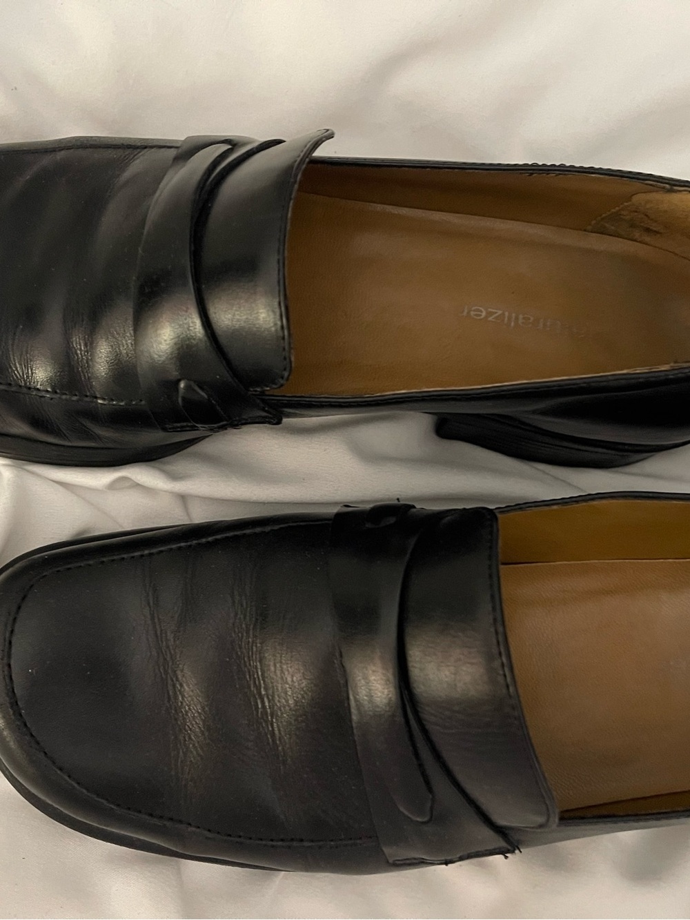 Black Leather Penny Loafers — Women's Classic Slip-On Flats